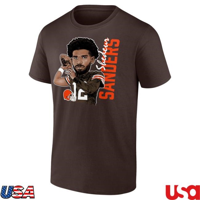 Official Men's Shedeur Sanders Brown Cleveland Browns Graphic Player Tshirt Official Men's Shedeur Sanders Brown Cleveland Browns Graphic Player Tee