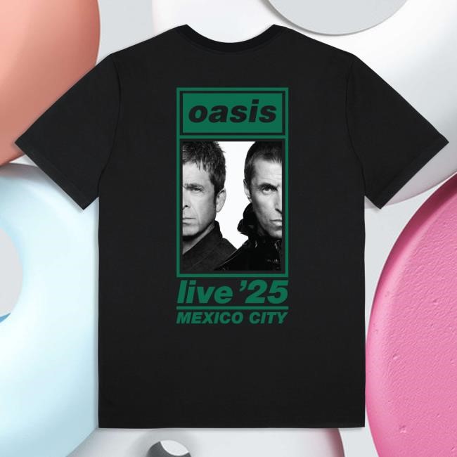 Official Oasis Tour Merch Live '25 Mexico City Event Shirts 12th September Black