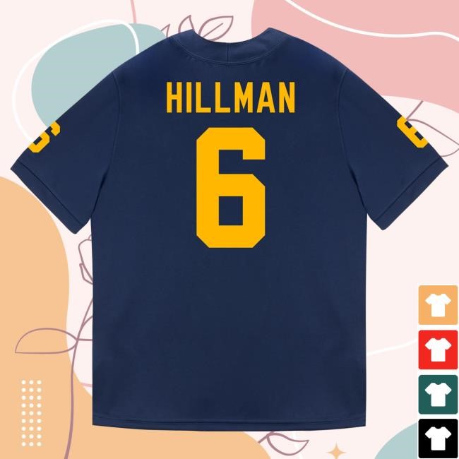 The M Den Michigan Wolverines #6 Brandyn Hillman Student Athlete Blue Football Jersey Top Shirt