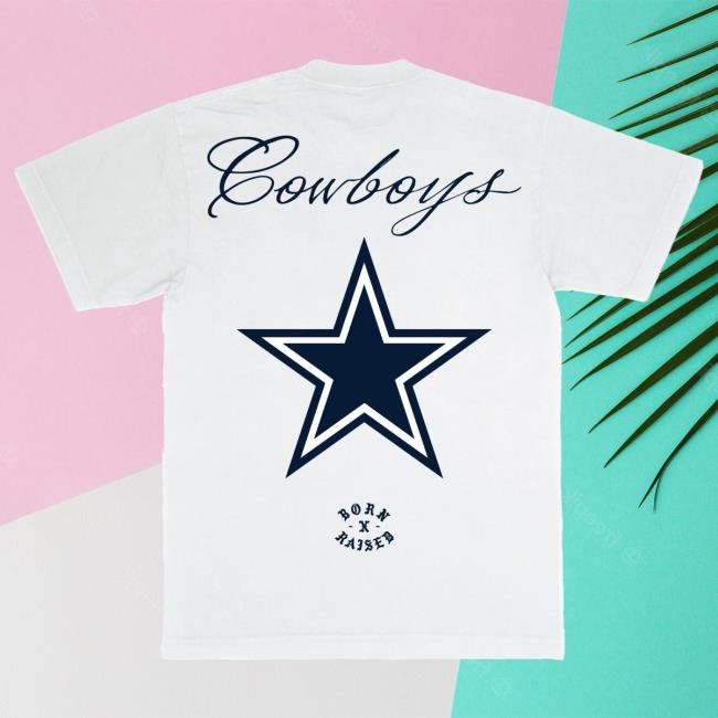 Official Born X Raised Merch Store Born X Raised + Cowboys Fine Line Top Shirt: White By Bxr Sport + NFL