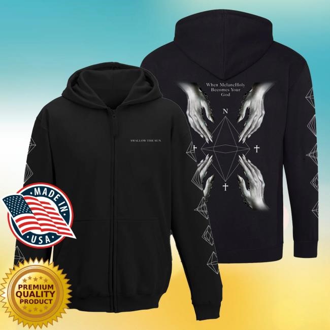 Swallow The Sun Melancholy Zip Popover Hoodie Swallow The Sun Official Merch Swallow The Sun Melancholy Zip Pullover Hoodie Swallow The Sun Official Merch