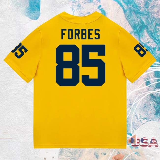 Michigan Wolverines #85 Logan Forbes Student Athlete Maize Football Jersey Hot Shirt The M Den Shop Official