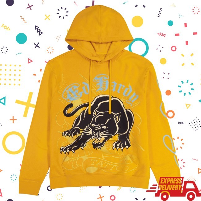 Crouching Panther Pullover Hoodie Ed Hardy Merch Shop