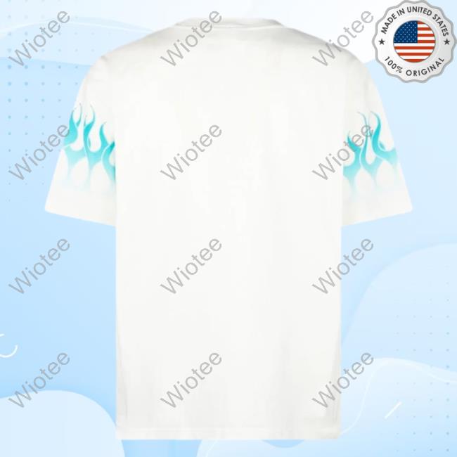 Official Vision Of Super White T-Shirt With Light Blue Gradient Flames Official Vision Of Super White Shirt With Light Blue Gradient Flames