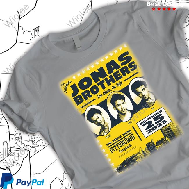 Official Jonas Brothers Merch Five Albums One Night Ppg Paints Arena Pittsburgh 2023 Tee
