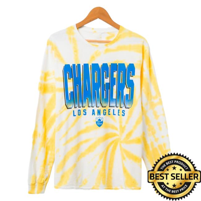 Official Junk Food Apparel Clothing Store Shop Junkfoodclothing Los Angeles Chargers Game Time Tie Dye Long Sleeve Shirts Mustard Tie-Dye
