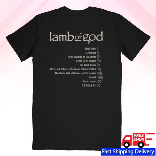 Official Lamb of God New American Gospel Vintage Tracklist T Shirt