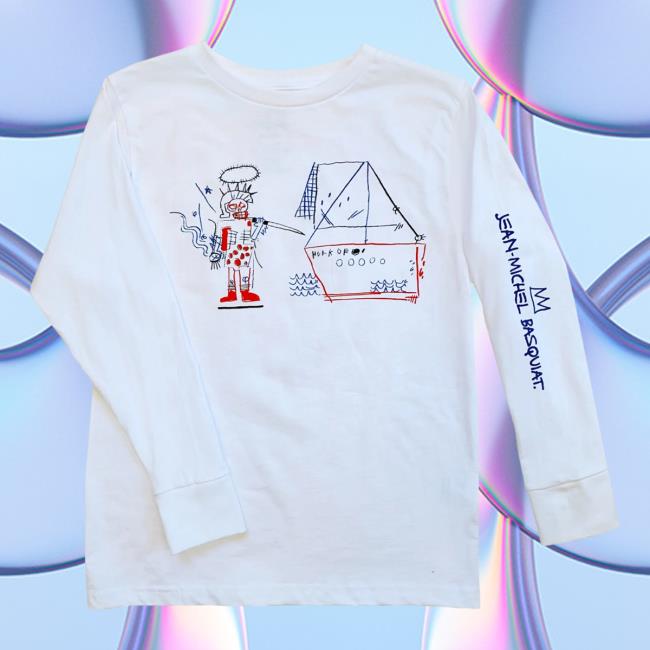 Official The Brant Foundation x Rome Pays Off Jean-Michel Basquiat Pirate Long Sleeve Tee Shirt White BrantFoundation