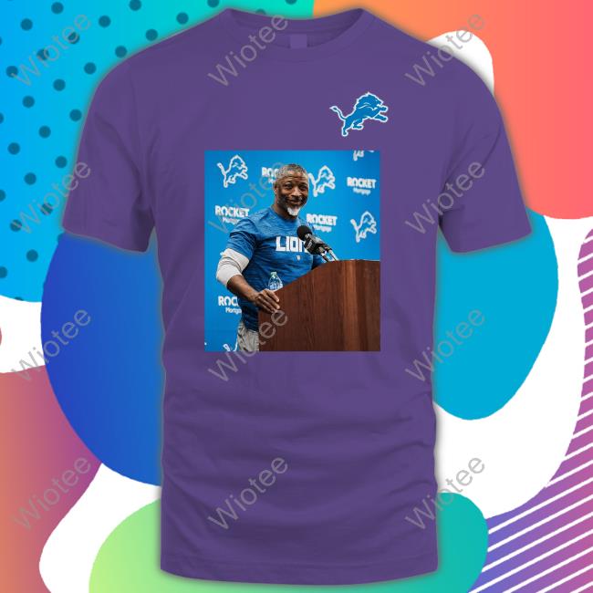 Official Lions Oc Ben Johnson Wearing A Shirt With An Image Of Lions Dc Aaron Glenn Official Lions Oc Ben Johnson Wearing A Shirt With An Image Of Lions Dc Aaron Glenn