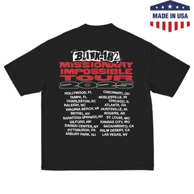 Official Blink 182 Merch Blink-182 Characters 2025 Tour Tshirt