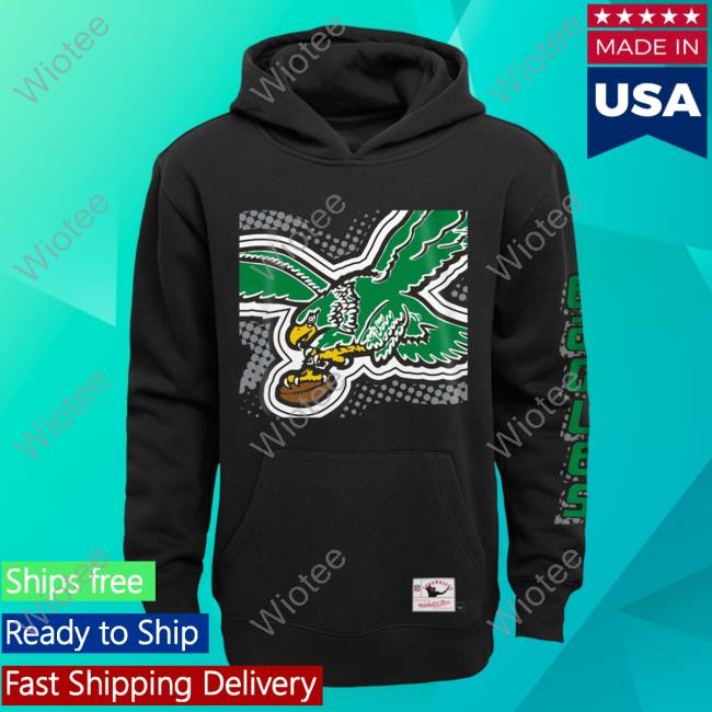 Official PhiladelphiaEagles Clothing Merch Store Shop Mitchell & Ness Black Philadelphia Eagles Big Face 7.0 Sweatshirt