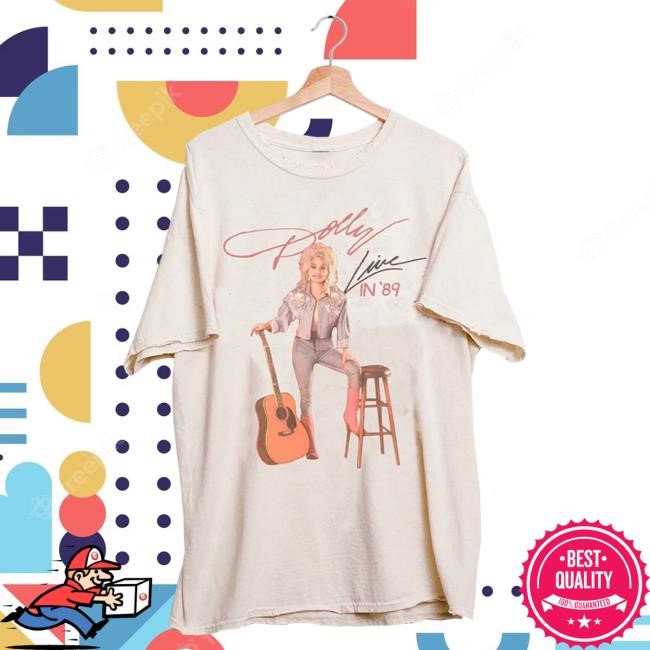 Official Dolly Parton Merch Store Shop Dolly Parton Live In '89 Off White Thrifted Distressed Tees DollyParton
