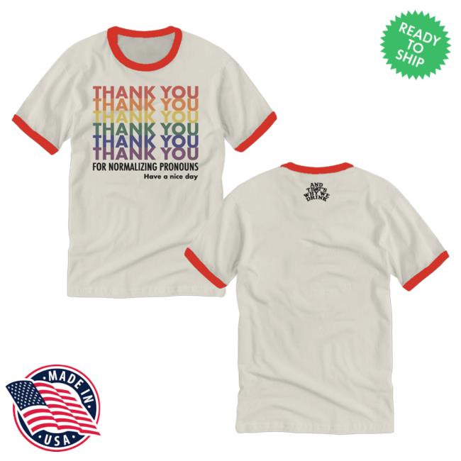Official Atwwd Merch And Thats Why We Drink Merch Pronoun Ringer Top Shirt (Cream/Red)