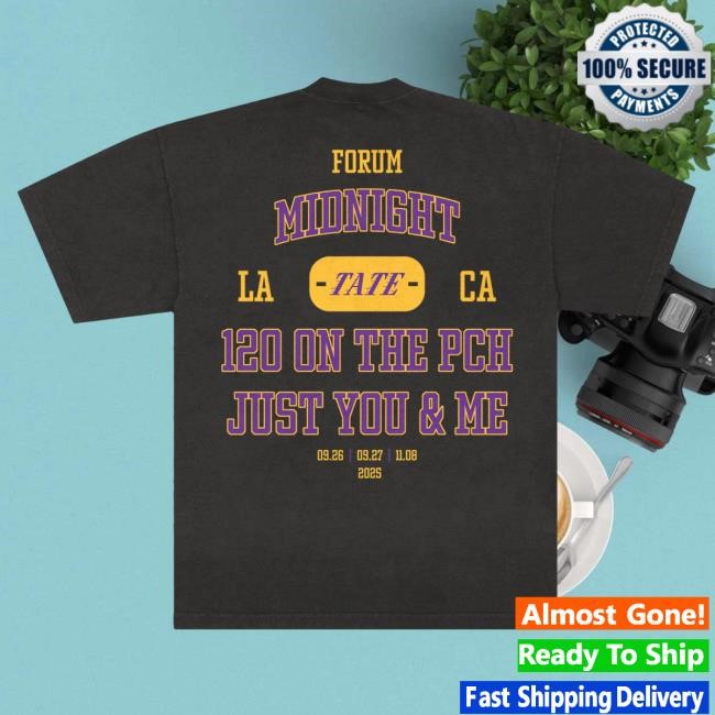 Official Tate Mcrae LA Forum Event Tee, Exclusive Tate Mcrae Concert Merch, Official Tate Mcrae Think Later Tour Shirt, Tate Mcrae LA Forum Souvenir, Authentic Tate Mcrae Event Top Shirt