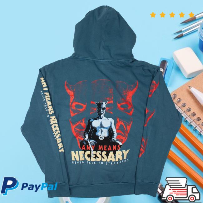 Official Any Means Necessary Clothing Blackphone Never Talk To Strangers Pullover Hoodie Pebble Blue