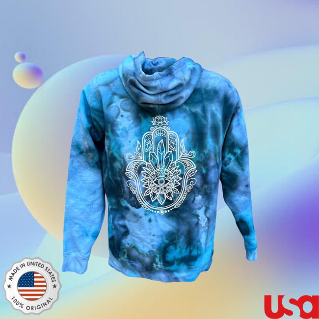 Official Slvr Lnng - Crystal-Infused Clothing & Apparel Crystal Hamsa Mid-Weight Tie-Dye T-Shirt Official Slvr Lnng - Crystal-Infused Clothing Crystal Hamsa Mid-Weight Tie-Dye Hoodie