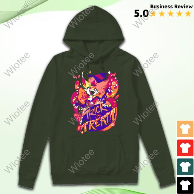Hazbin Hotel Merch Beelzebub TRICK OR TREAT T-Shirt Shark Robot Store Beelzebub TRICK OR TREAT Hoodie