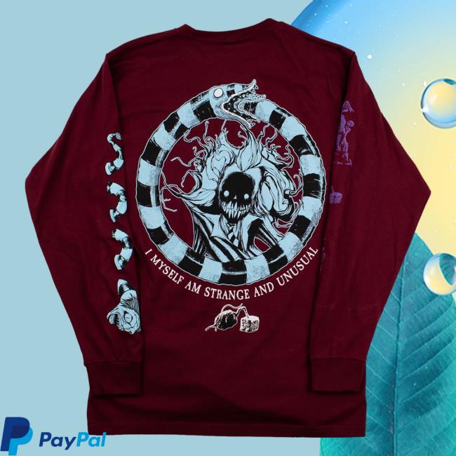 Official Any Means Necessary Clothing Beetlejuice I Myself Am Strange And Unusual Long Sleeve Burgundy