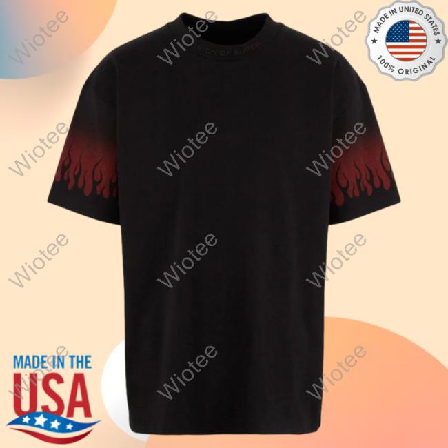 Official Vision Of Super Red Negative Flames Black Shirt