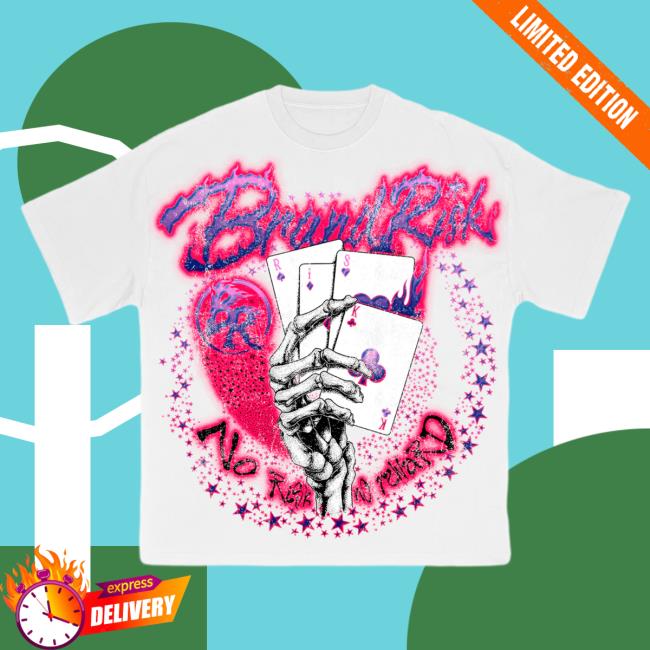 Official Brand Risk Merch Shop Skeleton Poker Hand White New T-Shirt