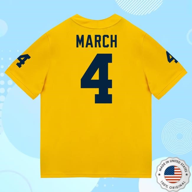The M Den Michigan Wolverines #4 Andrew Marsh Student Athlete Maize Football Jersey Top Shirt
