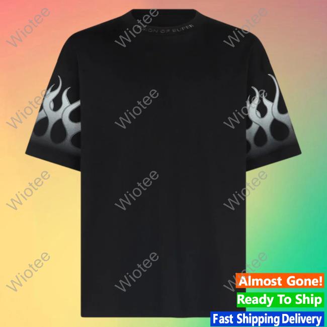 Official Vision Of Super Black Shirts With Grey Gradient Flames