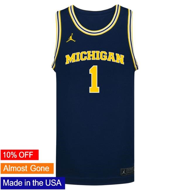 Michigan Wolverines #1 Olivia Olson Student Athlete Blue Women's Basketball Jersey Tee | The M Den Official Merch Store Shop