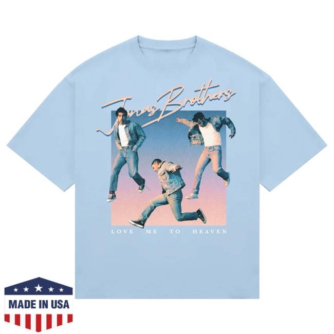 Official Jonas Brothers Merch Store Jonas Brothers Love Me To Heaven Blue Retro Tees JonasBrothers