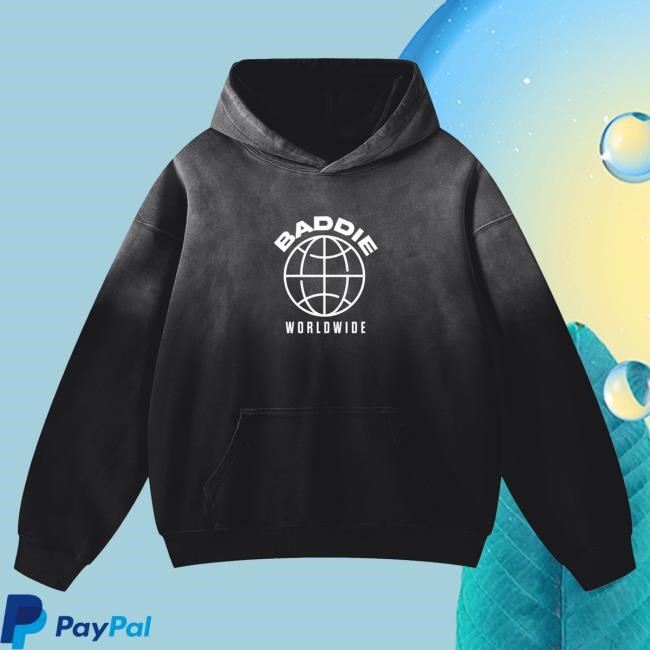 Baddie Worldwide Hoodie Designed With Vintage Sunfade Baddie Worldwide Oversized Hoodie With Sunfade Finish