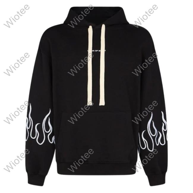 Official Vision Of Super Black Sweatshirt With White Flames