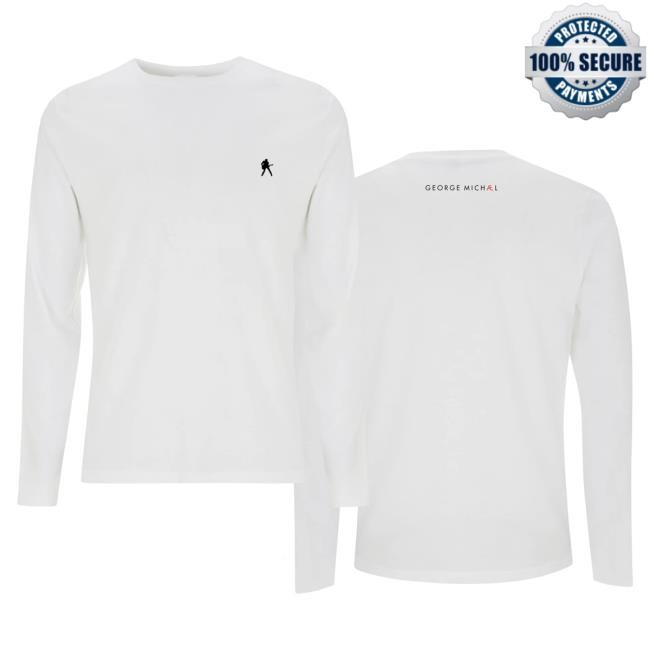 Official George Michael Merch Store George Michael Faith Icon Long Sleeve Hot Shirt (White)