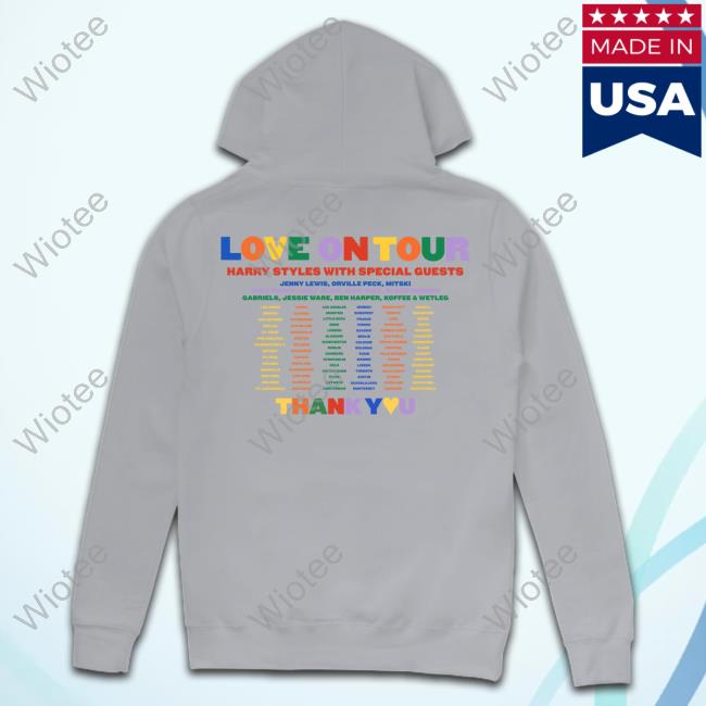 Love On Tour Thank You Hoodie Official Harry Styles Merch Love On Tour Harry Styles With Special Guests Thank You Hoodie
