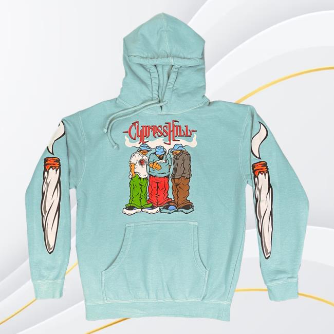 Official Cypress Hill Merch Cypress Hill Blunted Hoodies CypressHill Light Blue