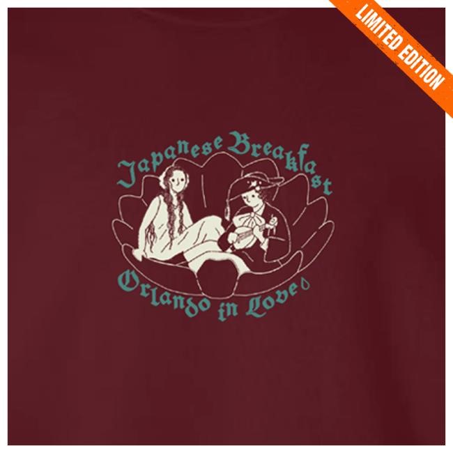 Official Japanese Breakfast Merch Store Japanese Breakfast Orlando in Love Burgundy Pullover Sweatshirt JapaneseBreakfast