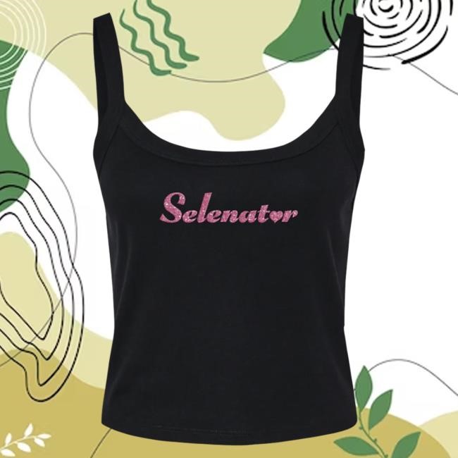 Official Selena Gomez Merch Store Selena Gomez Selenator Script Pink Glitter Tank Tshirt