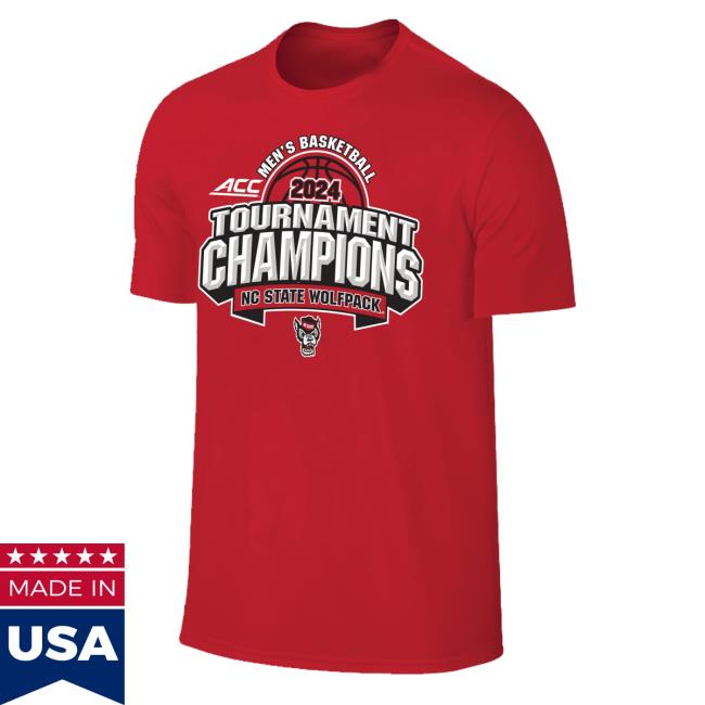 Official NC State Wolfpack Red 2024 ACC Men's Basketball Champions Shirt New