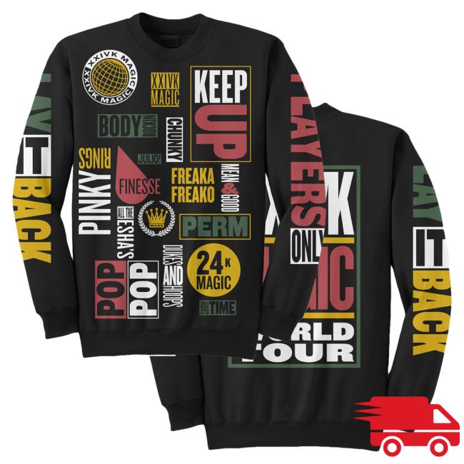 Official Bruno Mars Merch Store World Tour Crew neck Sweatshirt (2018 Edition) Bruno Mars Apparel Clothing BrunoMars