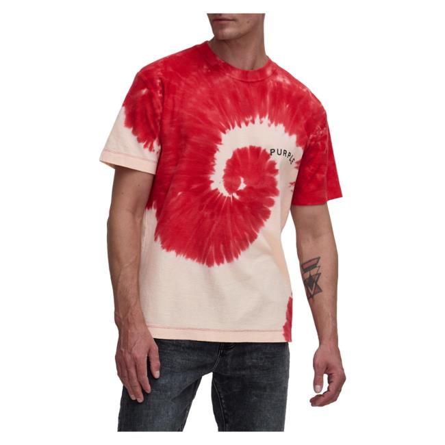 Harry Rosen Purple Brand Swirling Tie Dye Crewneck Hot Shirt Red