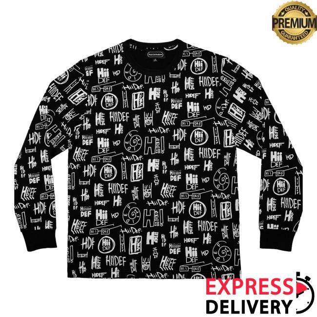 Hii Def Store Merch Multi Logo Print Long Sleeve Tee Shirt