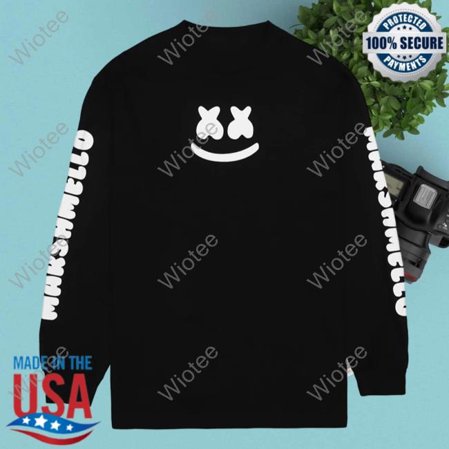 Official Marshmello Music Clothing Store Shop Smile Bar L/S Crewneck Sweatshirt Black Marshmellomusic Merch