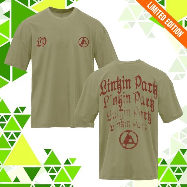 Official Linkin Park Merch Store Arch Repeat Light Olive T Shirt LinkinPark