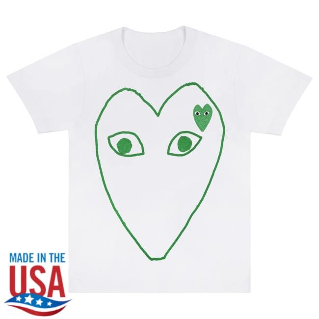 Official Forrest Comme Des Garcons Store Shop PLAY White Tees with Green Outline Heart and Emblem