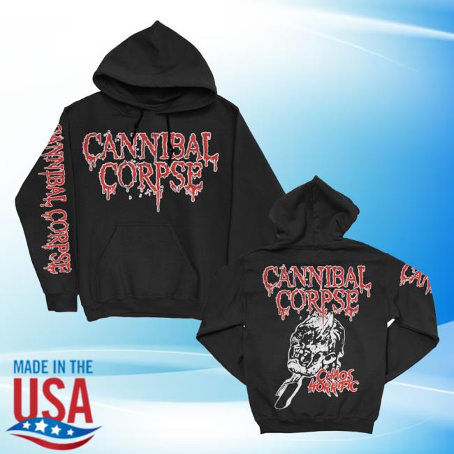 Kings Road Merch Store | Ice Pick Sweatshirt Hooded - Cannibal Corpse Chaos Horrific | Official Kings Road Clothing Shop Apparel Kingsroad