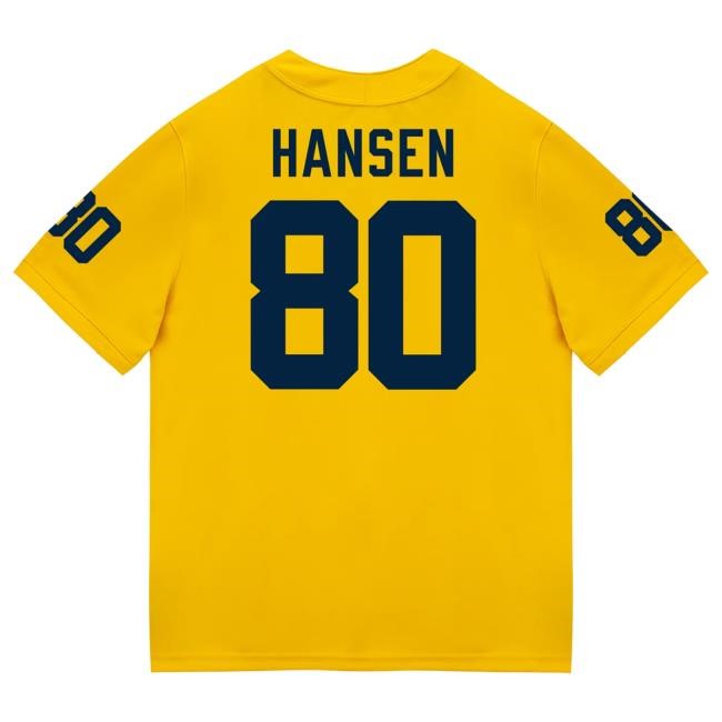 Official The M Den Michigan Wolverines #80 Hogan Hansen Student Athlete Maize Football Jersey New Shirt