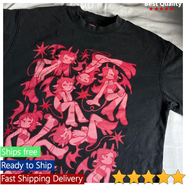 Official Shlorp "DEMON GALS" Faded Raw Hem T Shirt Official Shlorp "DEMON GALS" Faded Raw Hem Shirts