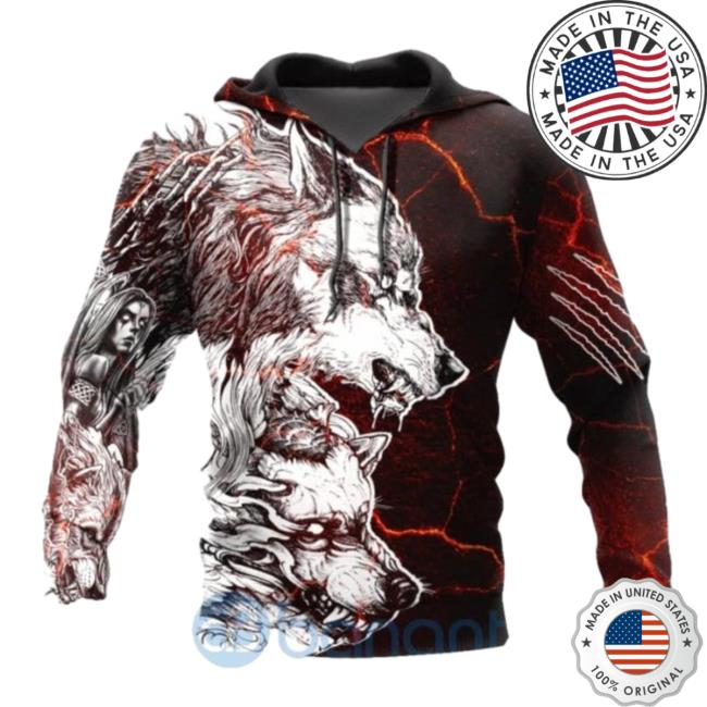 Official Banantees Wolf Thunder Red All Over Printed 3D Long Sleeve T Shirt
