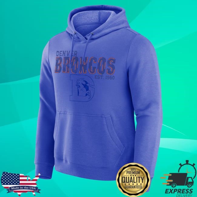 Official Denver Broncos Merch Men's Darius Rucker Collection by Fanatics Royal Denver Broncos Hood DenverBroncos Official Denver Broncos Men's Darius Rucker Collection by Fanatics Royal Denver Broncos Hooded Sweatshirt DenverBroncos