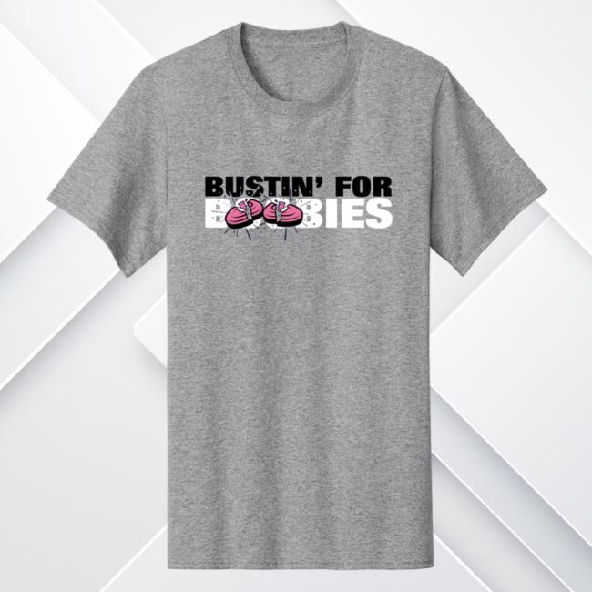 Clay Shooting Athletic Heather Grey Bustin’ For Boobies Hot Shirt
