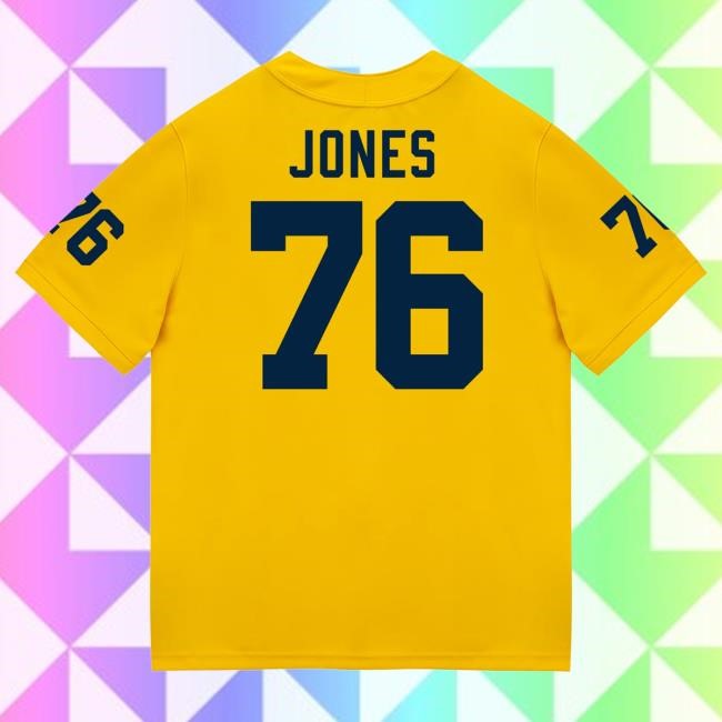 Official The M Den Michigan Wolverines #76 Connor Jones Student Athlete Maize Football Jersey Tshirt