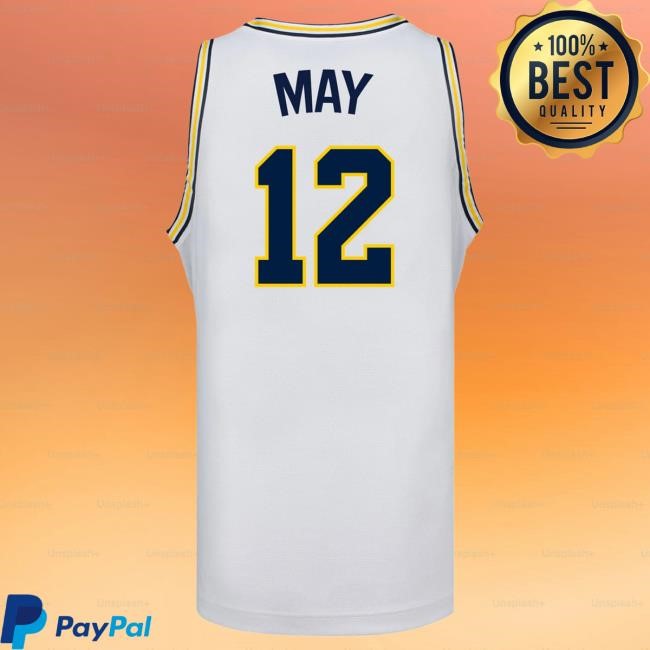 Michigan Wolverines #12 Charlie May Student Athlete White Basketball Jersey Hot Shirt | The M Den Official Merch Store Shop